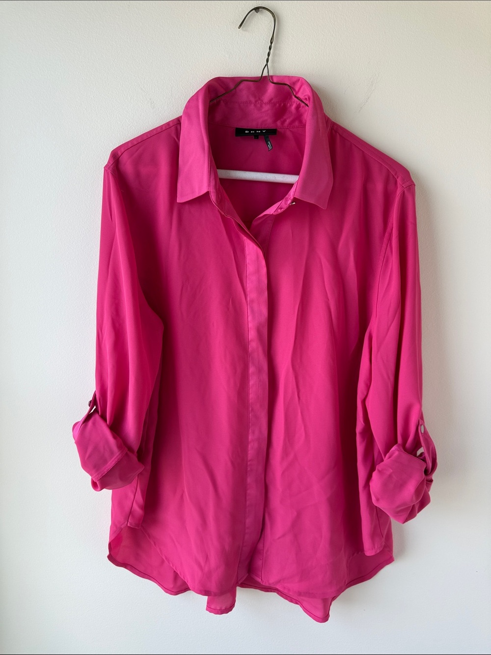 DKNY Bright Hot Pink Button-Down Women’s Blouse